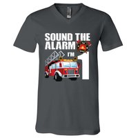 Kids 1 Year Old Firefighter Birthday Fire Truck Engine 1st Gift V-Neck T-Shirt