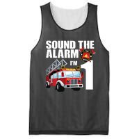 Kids 1 Year Old Firefighter Birthday Fire Truck Engine 1st Gift Mesh Reversible Basketball Jersey Tank