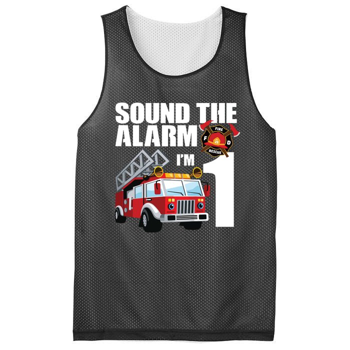 Kids 1 Year Old Firefighter Birthday Fire Truck Engine 1st Gift Mesh Reversible Basketball Jersey Tank