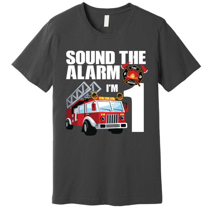 Kids 1 Year Old Firefighter Birthday Fire Truck Engine 1st Gift Premium T-Shirt