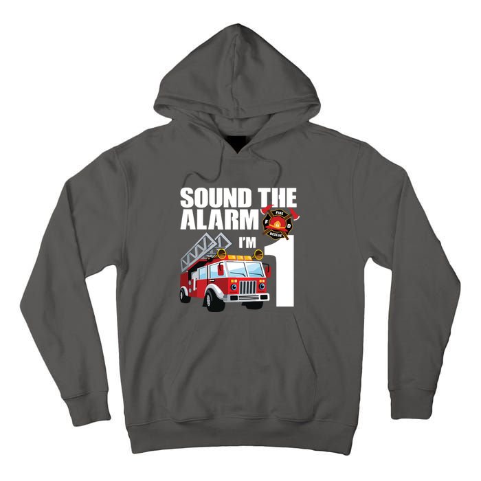 Kids 1 Year Old Firefighter Birthday Fire Truck Engine 1st Gift Tall Hoodie