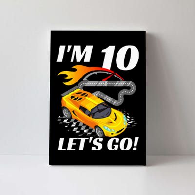 Kids 10 Year Old 10th Racing Racecar Birthday Party Canvas