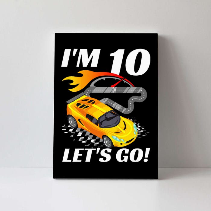 Kids 10 Year Old 10th Racing Racecar Birthday Party Canvas