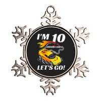 Kids 10 Year Old 10th Racing Racecar Birthday Party Metallic Star Ornament