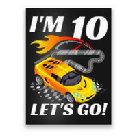 Kids 10 Year Old 10th Racing Racecar Birthday Party Poster