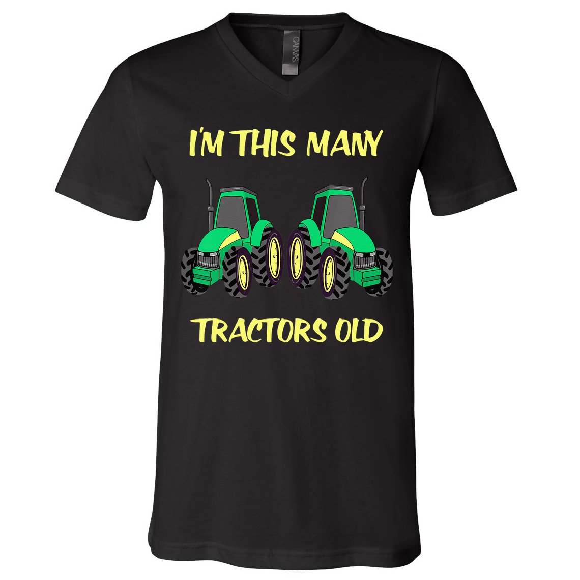 Kids 2 Birthday Tractor Im This Many Tractors Old V-Neck T-Shirt