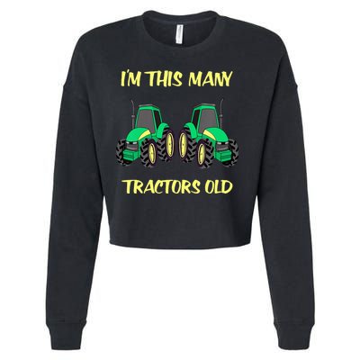 Kids 2 Birthday Tractor Im This Many Tractors Old Cropped Pullover Crew