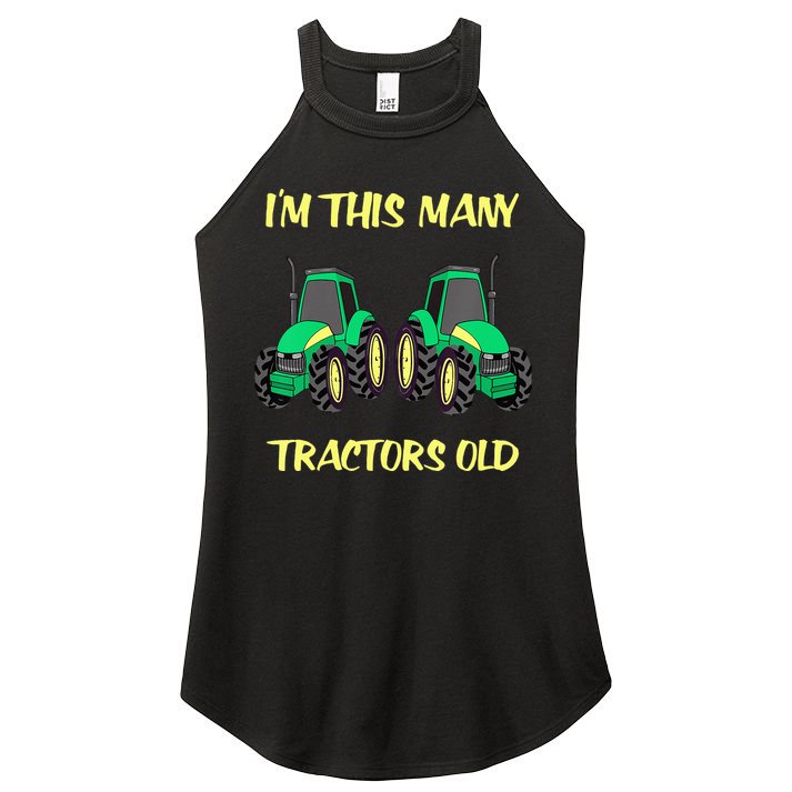 Kids 2 Birthday Tractor Im This Many Tractors Old Women's Perfect Tri Rocker Tank