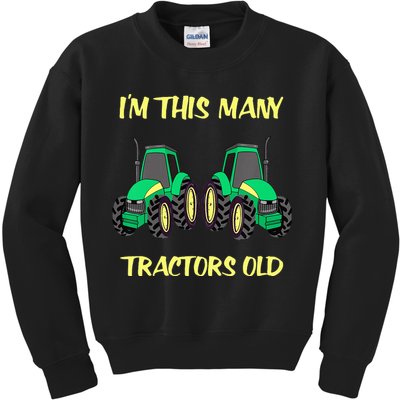 Kids 2 Birthday Tractor Im This Many Tractors Old Kids Sweatshirt