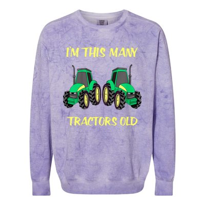 Kids 2 Birthday Tractor Im This Many Tractors Old Colorblast Crewneck Sweatshirt