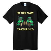 Kids 2 Birthday Tractor Im This Many Tractors Old Tall T-Shirt