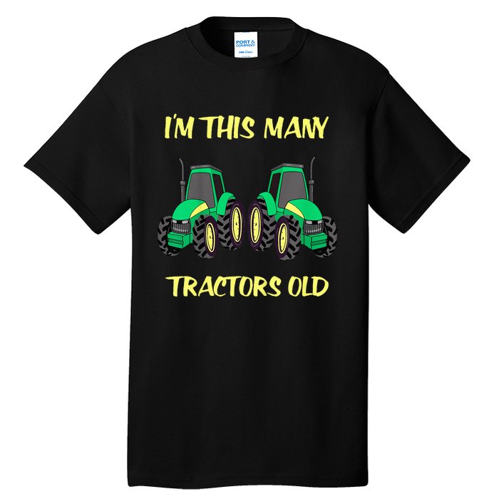 Kids 2 Birthday Tractor Im This Many Tractors Old Tall T-Shirt