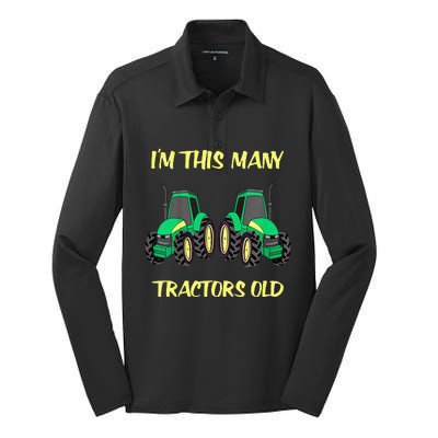 Kids 2 Birthday Tractor Im This Many Tractors Old Silk Touch Performance Long Sleeve Polo