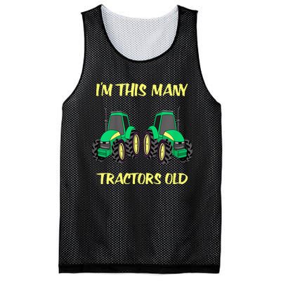 Kids 2 Birthday Tractor Im This Many Tractors Old Mesh Reversible Basketball Jersey Tank