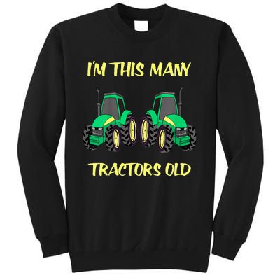 Kids 2 Birthday Tractor Im This Many Tractors Old Tall Sweatshirt