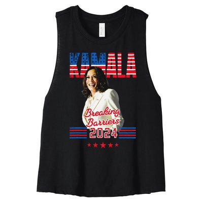 Kamala 2024 Breaking Barriers Kamala For President Women's Racerback Cropped Tank