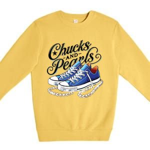 Kamala 2024 Chucks And Pearls Premium Crewneck Sweatshirt