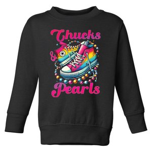 Kamala 2024 Chucks And Pearls Toddler Sweatshirt