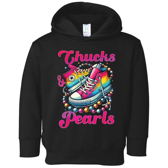 Kamala 2024 Chucks And Pearls Toddler Hoodie