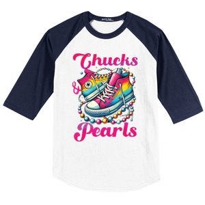 Kamala 2024 Chucks And Pearls Baseball Sleeve Shirt