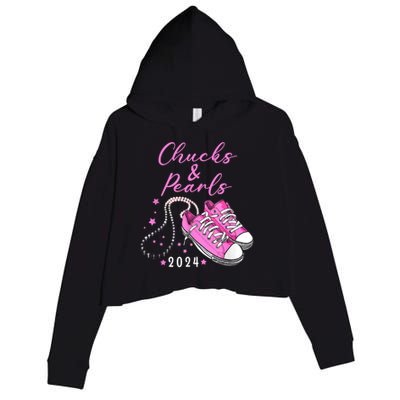 Kamala 2024 Chucks And Pearls Crop Fleece Hoodie