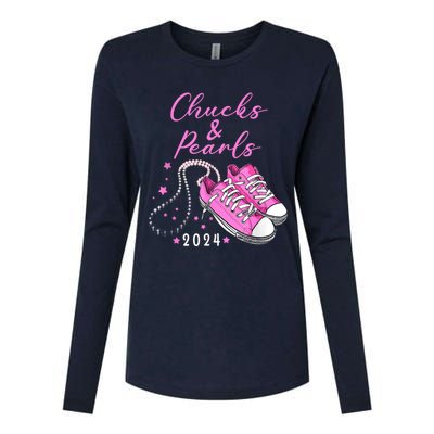 Kamala 2024 Chucks And Pearls Womens Cotton Relaxed Long Sleeve T-Shirt