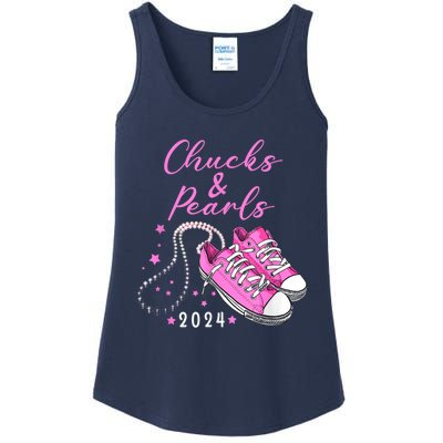 Kamala 2024 Chucks And Pearls Ladies Essential Tank