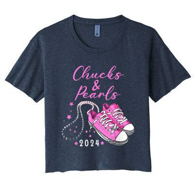 Kamala 2024 Chucks And Pearls Women's Crop Top Tee