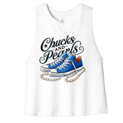 Kamala 2024 Chucks And Pearls Women's Racerback Cropped Tank