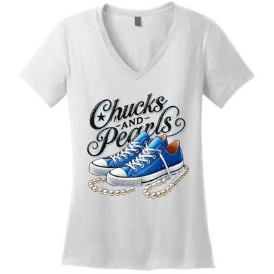 Kamala 2024 Chucks And Pearls Women's V-Neck T-Shirt