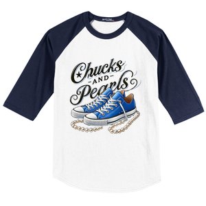 Kamala 2024 Chucks And Pearls Baseball Sleeve Shirt