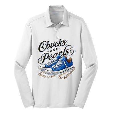 Kamala 2024 Chucks And Pearls Silk Touch Performance Long Sleeve Polo