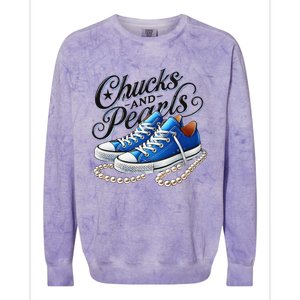 Kamala 2024 Chucks And Pearls Gift Colorblast Crewneck Sweatshirt