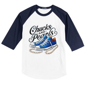 Kamala 2024 Chucks And Pearls Gift Baseball Sleeve Shirt