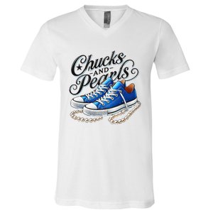 Kamala 2024 Chucks And Pearls Gift V-Neck T-Shirt