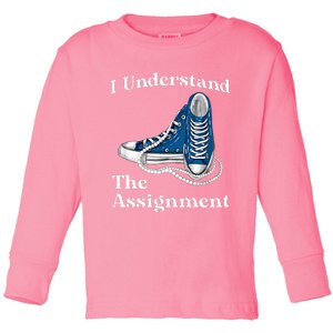 Kamala 2024 Chucks And Pearls Toddler Long Sleeve Shirt