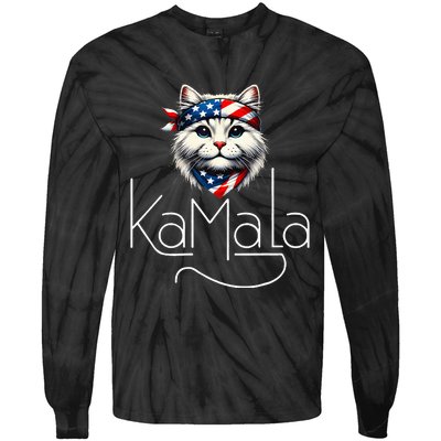 Kamalaharris 2024 Cat Lettering Positive Minimalist Tie-Dye Long Sleeve Shirt