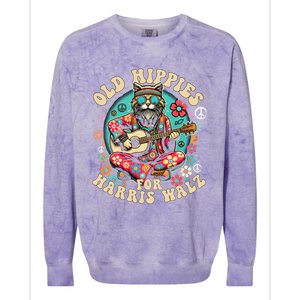 Kamala 2024 Cat Hippie Old Hippies For Harris Waltz 2024 Colorblast Crewneck Sweatshirt