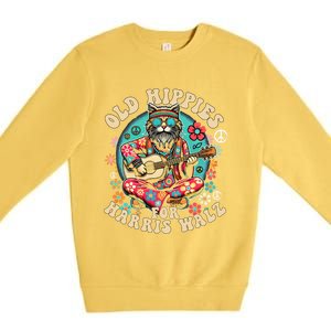 Kamala 2024 Cat Hippie Old Hippies For Harris Waltz 2024 Premium Crewneck Sweatshirt