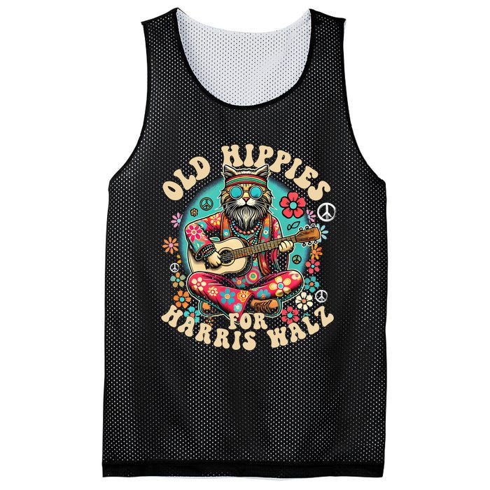 Kamala 2024 Cat Hippie Old Hippies For Harris Waltz 2024 Mesh Reversible Basketball Jersey Tank