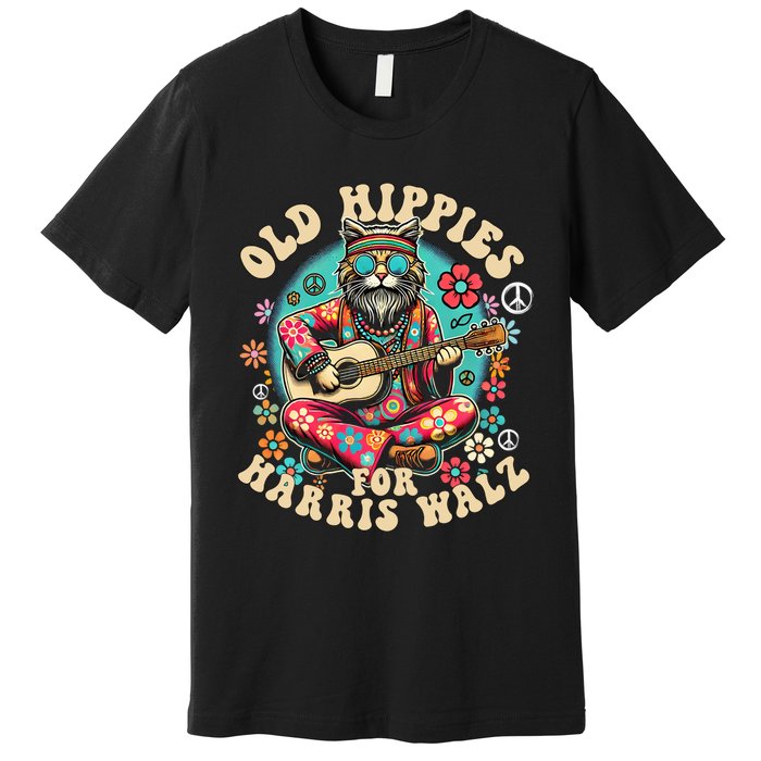 Kamala 2024 Cat Hippie Old Hippies For Harris Waltz 2024 Premium T-Shirt