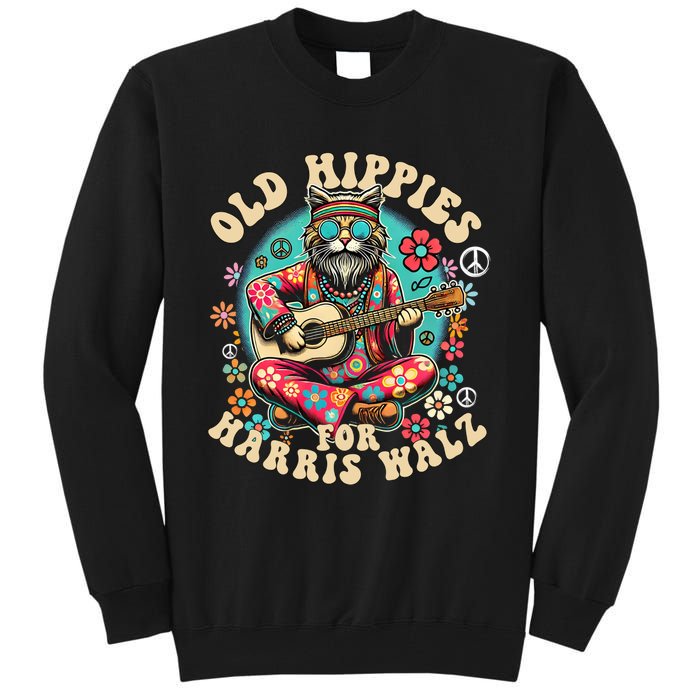 Kamala 2024 Cat Hippie Old Hippies For Harris Waltz 2024 Tall Sweatshirt