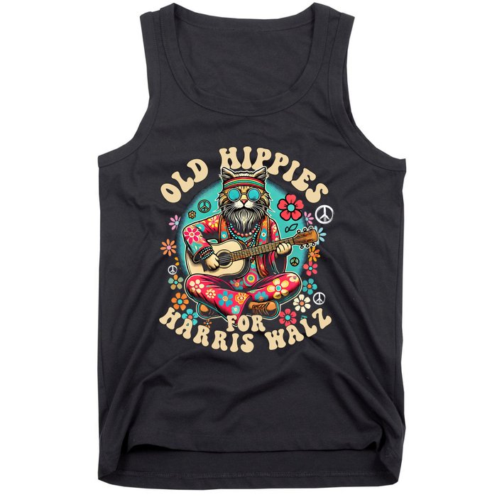 Kamala 2024 Cat Hippie Old Hippies For Harris Waltz 2024 Tank Top