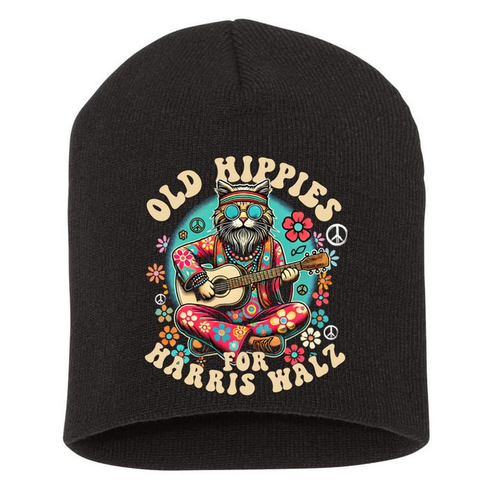 Kamala 2024 Cat Hippie Old Hippies For Harris Waltz 2024 Short Acrylic Beanie