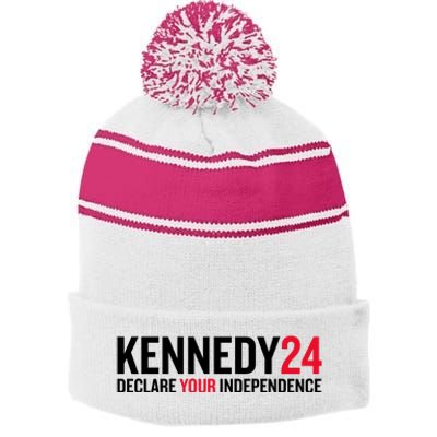 Kennedy 24 Declare Your Independence Stripe Pom Pom Beanie