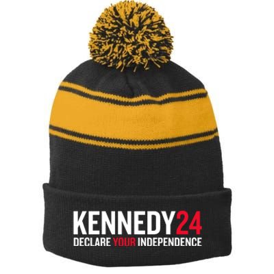 Kennedy 24 Declare Your Independence Stripe Pom Pom Beanie