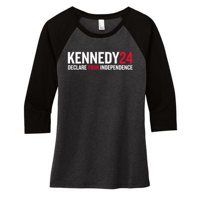 Kennedy 24 Declare Your Independence Women's Tri-Blend 3/4-Sleeve Raglan Shirt