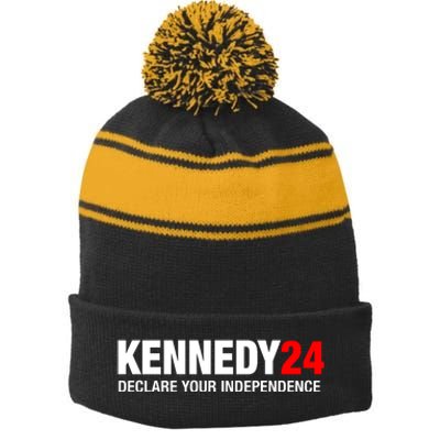 Kennedy 24 Declare Your Independence Rfk Jr Robert F Kennedy Jr For President Stripe Pom Pom Beanie