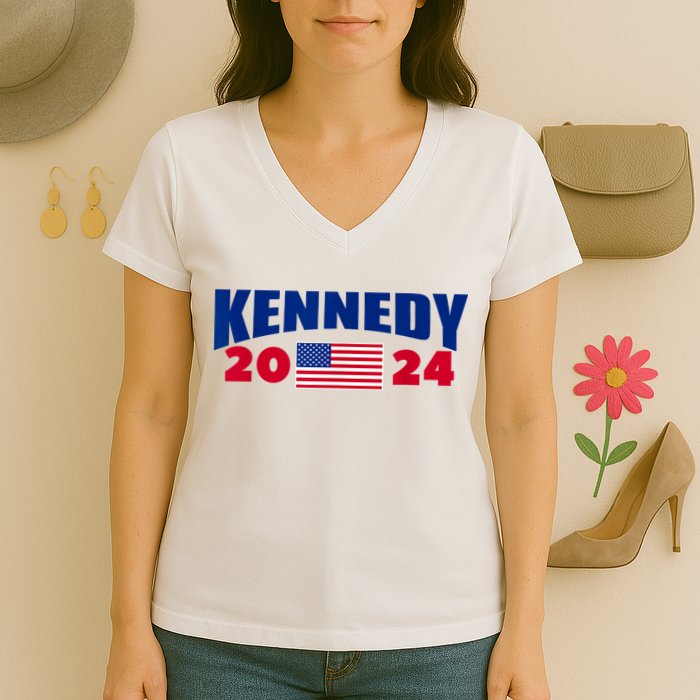 Kennedy 2024 For President Women's V-Neck T-Shirt