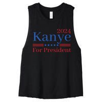 Kanye 2024 For President Women's Racerback Cropped Tank